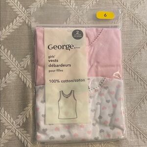 George Girls' Pink and White Cotton Vests